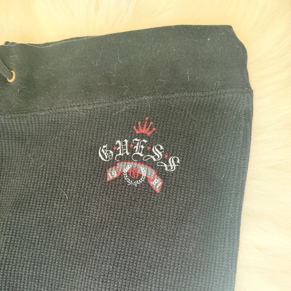 Guess Black Waffle Lounging Pants/Drawstring Waist - Picture 3 of 14